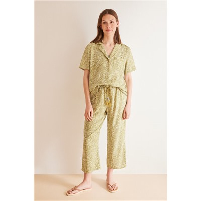 Pijama camisero Capri étnico verde