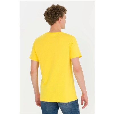 Erkek Koyu Sarı Bisiklet Yaka Tişört
