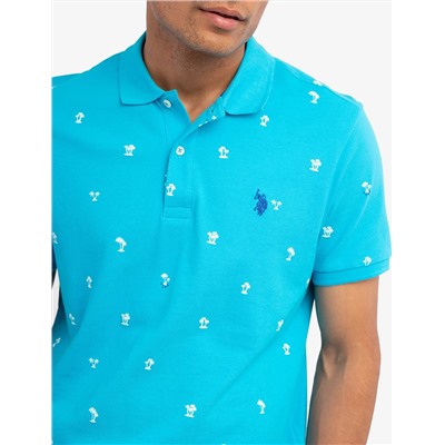 PALM PRINT PIQUE POLO SHIRT