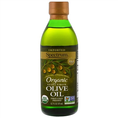 Spectrum Naturals, Органическое оливковое масло холодного отжима, 12,7 жидких унций (375 ml)