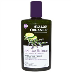 Avalon Organics, Блестящий баланс, увлажняющий тонер, лаванда и пребиотики, 8 жидких унций (237 мл)