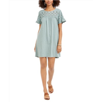 Style & Co Eyelet Flutter-Sleeve T-Shirt Dress, Created for Macy's