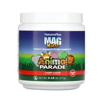 NaturesPlus, Mag Kidz, Animal Parade, добавка с магнием в виде порошка для детей, вкус вишни, 171 г