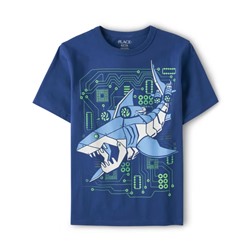 Boys Robot Shark Graphic Tee - Mazarine Blue
