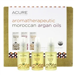 Acure Organics, Aromatherapeutic Moroccan Argan Oils Trio Set, Coconut, Rose, Citrus Ginger, 3,1 fl oz (30 ml) Each
