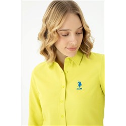 Kadın Neon Sarı Uzun Kollu Basic Gömlek