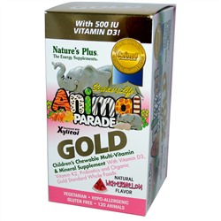 Nature's Plus, Source of Life, Animal Parade Gold, детские конфеты с мультивитаминами и минералами, вкус арбуза, 120 животных