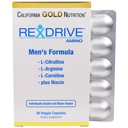 California Gold Nutrition, CGN, Rexdrive Amino, формула для мужчин, 30 растительных капсул
