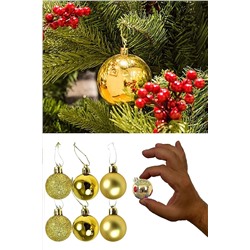 Parti Dolabı Gold 6lı Yılbaşı Top Süs 4cm Çam Ağacı Süsleri Noel Dekorasyonu Topları Altın Sarısı Aynalı Süs topsus4cm
