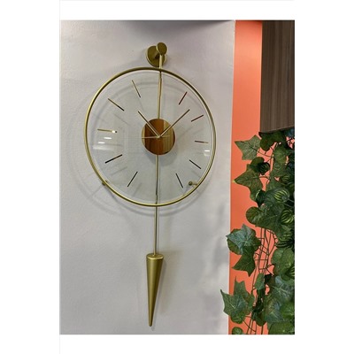 MetaQuartz Aksesuar Gold Gravity Pendulum Elegant Series 40x90 , Modern Dekoratif Metal Cam Duvar Saati GrPendulumGold