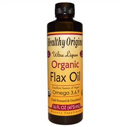 Healthy Origins, Органическое льняное масло с высоким содержанием лигнанов, 16 ж. унций (473 мл)