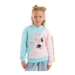 Denokids Unicorn Tavşan Pembe Mavi Kız Çocuk Sweatshirt CFF-23S1-067