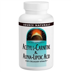 Source Naturals, Ацетил-L-карнитин и альфа-липоевая кислота, 650 мг, 120 таблеток