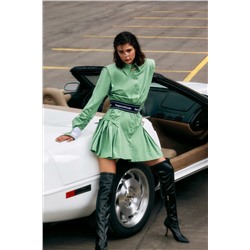 TRENDYOLMİLLA X Sagaza Studio Yeşil Lastik Detaylı Poplin Elbise TPRAW22EL1982