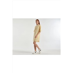 United Colors of Benetton Kadın Sarı-Beyaz Mix %100 Koton Kısa Kollu Cepli Desenli Elbise Sarı-Beyaz Mix 123P4P60DV05I