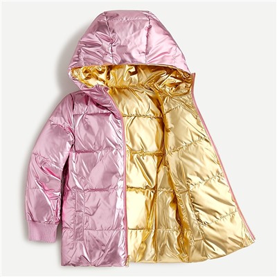 Girls' reversible quilted puffer jacket with PrimaLoft®