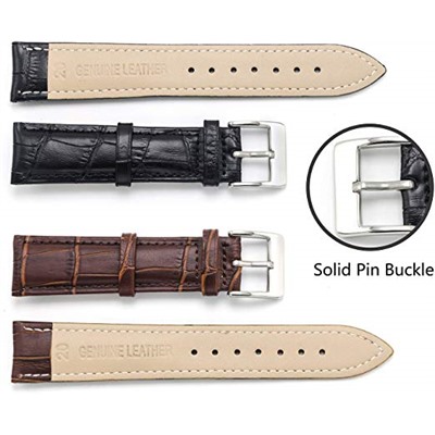 CIVO 2 Packs Genuine Leather Watch Bands Top Calf Grain Leather Watch Strap 16mm 18mm 20mm 22mm 24mm for Men and Women