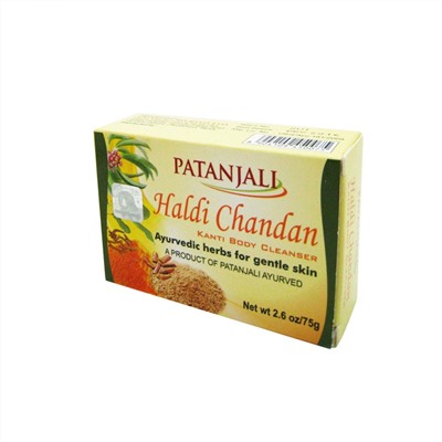 PATANJALI Haldi chandan body cleanser Мыло травяное натуральное Куркума и Сандал 75г