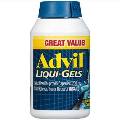 Advil Liqui-Gels Pain Reliever and Fever Reducer, Solubilized Ibuprofen 200mg, 200 Count, Liquid Fast Pain Relief