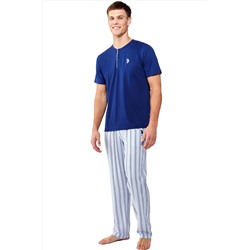 U.S. Polo Assn. %100 Pamuklu Çizgili Yazlık Erkek Pijama Takım U18S4SP78