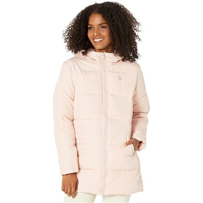 U.S. POLO ASSN. Long Wide Channel w/ Hood Puffer