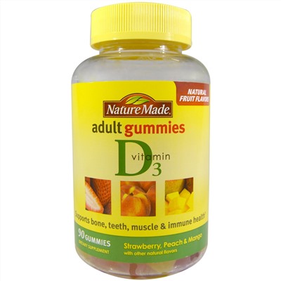 Nature Made, Жевательные витамины для взрослых, Витамин D3, 90 жевательных таблеток