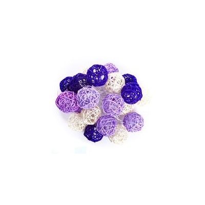 Тайская гирлянда из ротанговых шариков фиолетовая / Lightening balls rattan violet20 шариков
