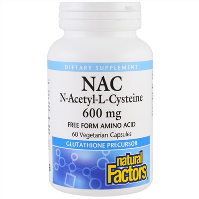 Natural Factors, NAC, N-ацетил-L-цистеин, 600 мг, 60 вегетарианских капсул