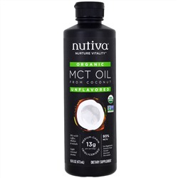 Nutiva, Органическое триглицеридное масло с цепочками средней длины из кокоса, без вкуса, 16 жидких унций (473 мл)