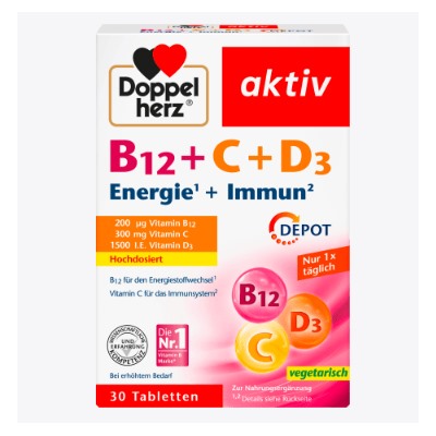 Vitamin B12 + C + D3 (30 Tabletten), 33,2 g