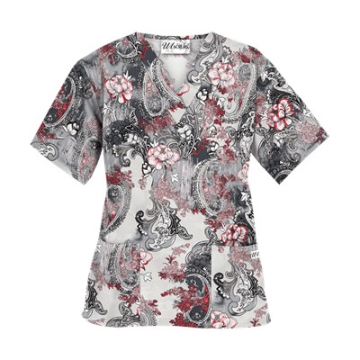 UA Vintage Paisley Poppy Scrub Top