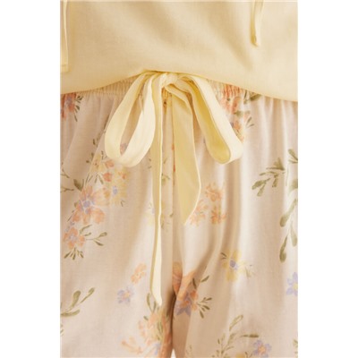 Pijama 100% algodón flores amarillo