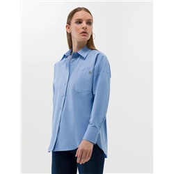 Açık Mavi Oversize Uzun Kollu Gömlek