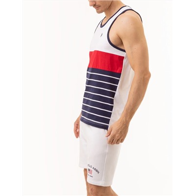 COLORBLOCK JERSEY MUSCLE TANK WITH STRIPES