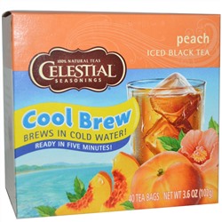 Celestial Seasonings,  Черный холодный чай, персик, 40 пакетиков, 3,6 унции (102 г)