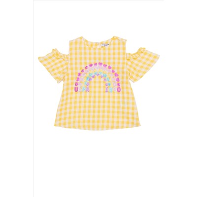 Kız Çocuk Açık Sarı Kısa Kollu Gömlek