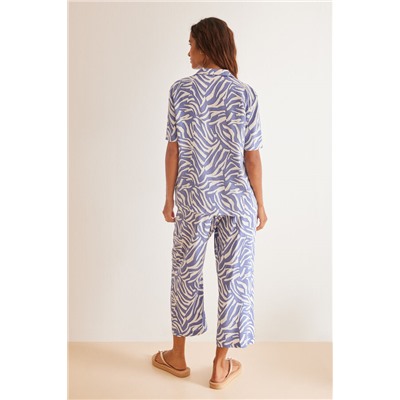Pijama camisero Capri cebra azul