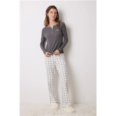 Pijama largo cuadros lurex