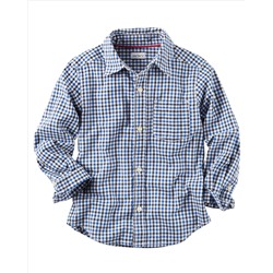 Poplin Checkered Button-Front Shirt