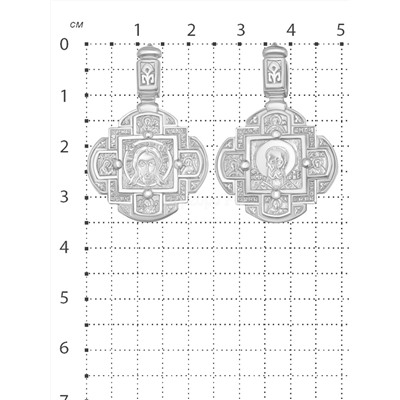 Подвеска-икона из серебра родированная - Спаситель, св.Николай 3,5 см