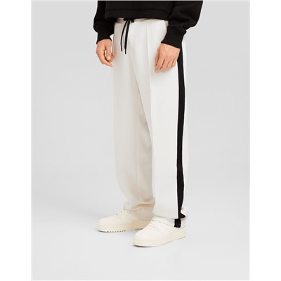 Interlock trousers with side stripes