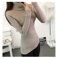 новый короткий женский свитер с высоким воротом, нижняя рубашка, пуловер с длинными рукавами, тонкий цветной плотный трикотаж