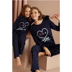 Siyah İnci Pamuklu Likralı Pijama Takım 22263324