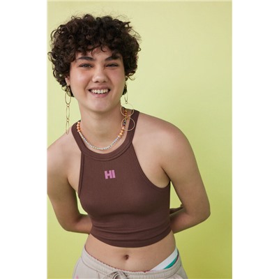 Crop top halter seamless marrón