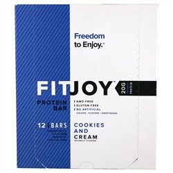 FITJOY, Protein Bar, Cookies and Cream, 2.11 oz (60 g) Each