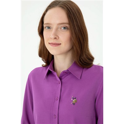 Kadın Violet Uzun Kollu Basic Gömlek