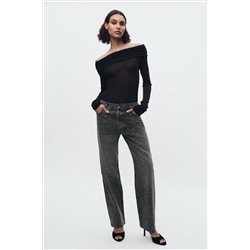 ZW COLLECTION RELAXED MID-RISE RHINESTONE JEANS