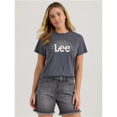 Womens Rising Lee Logo Tee:Asphalt:M