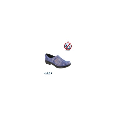 Klogs Mission Women's Leather Slip On Clog "Blue Silver Plaid"
