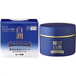 Rohto HADA LABO Shirojyun Premium Отбеливающий питательный увлажняющий крем для лица с Витаминами С и Е, 2мя типами гиалуроновой кислоты банка 50 гр.